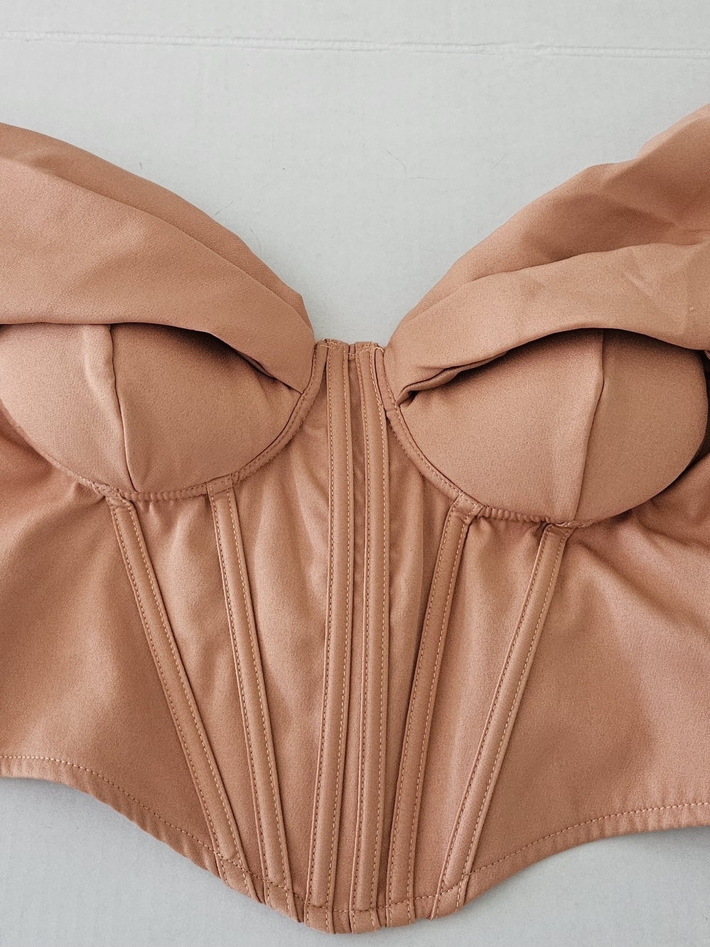 Windsor Strapless Sculpted Corset Top in Dusty Rose Tan
